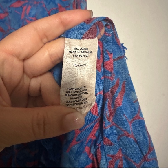 Soft Surroundings Kaftan Swim Coverup Beach Tassels Blue/ red floral Size XL - Picture 6 of 7